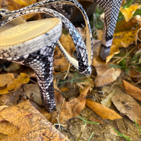 NWOT-Vince Camuto Snakeskin Print Strappy Heels, 9 1/2 - Picture 3 of 9